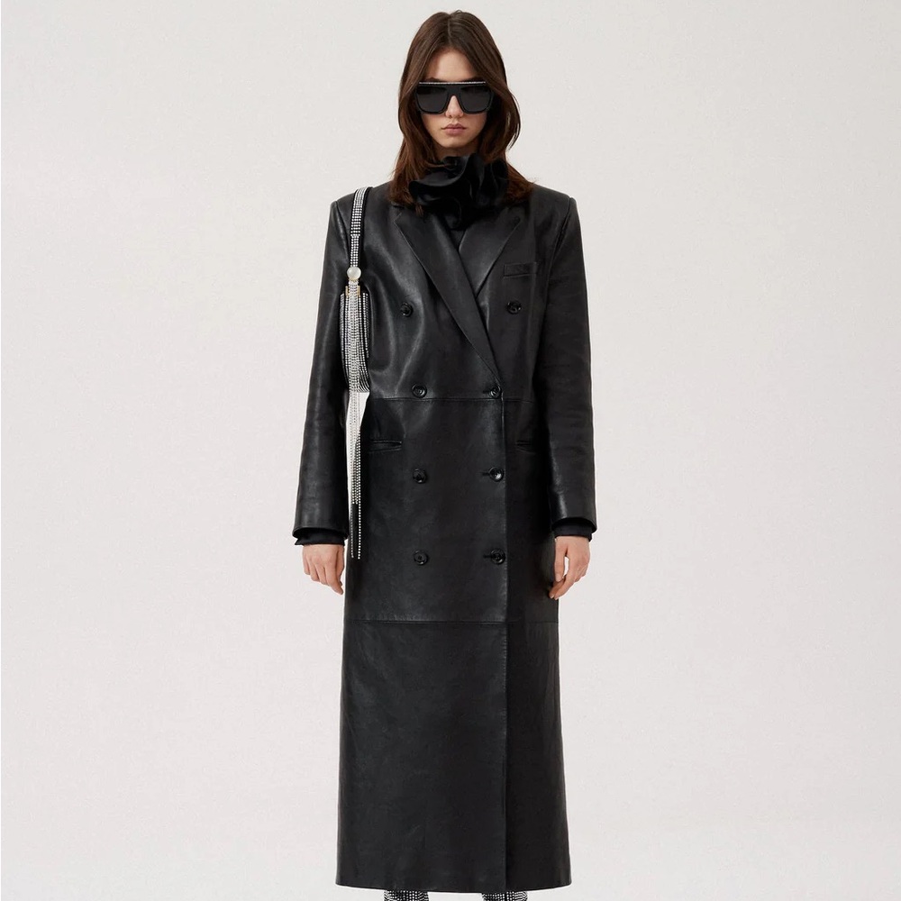 $4695 Magda Butrym Leather Trench Coat Sz.36